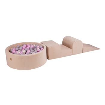 hoopyosms Piscina di Palline per Bambini, Piscina Morbida in Schiuma Rotonda, 90 x 30 cm Area Giochi Soft Play (Palline NON incluse), Beige