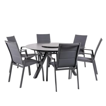 Conjunto de mesas y sillas de jardín redonda antracita