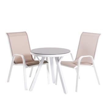 Conjunto de mesas y sillas de jardín redonda blanco