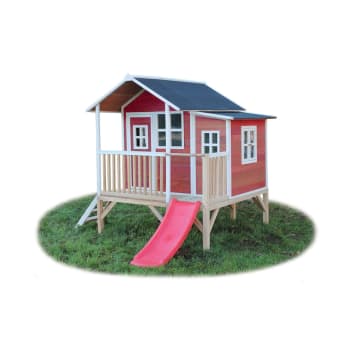 Maison en bois enfant rouge