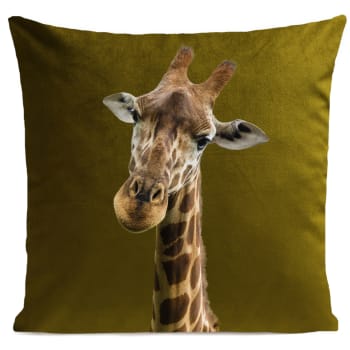 Coussin enfant girafe suédine vert 40x40cm