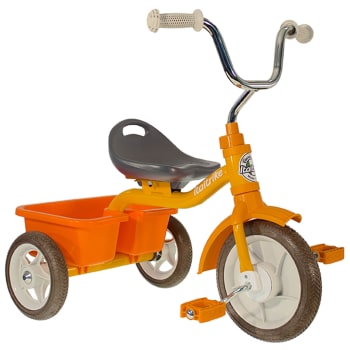 Tricycle métal orange avec benne