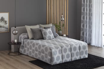 UTIEL - Edredón confort acolchado 200 gr jacquard gris cama 135 (190x265 cm)