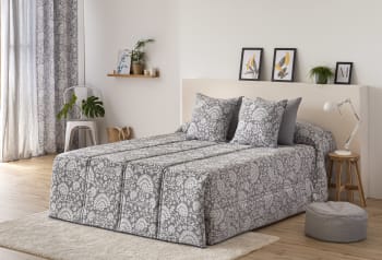TURIA - Edredón confort acolchado 200 gr jacquard gris cama 135 (190x265 cm)