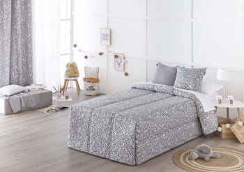 LAZOS - Edredón confort acolchado 200 gr jacquard gris cama 150 (190x265 cm)