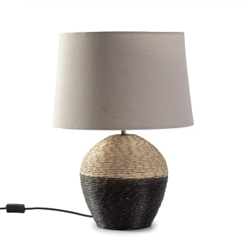 OYUKI - Lampe à poser en rotin naturel, diamètre 40,5 cm