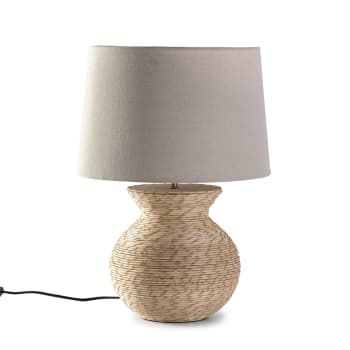 NORI - Lampe à poser en rotin naturel, diamètre 40,5 cm