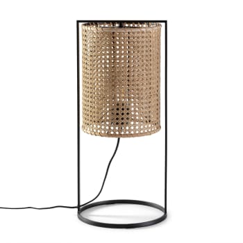SUMI - Lampada da tavolo in rattan naturale, diametro 26 cm