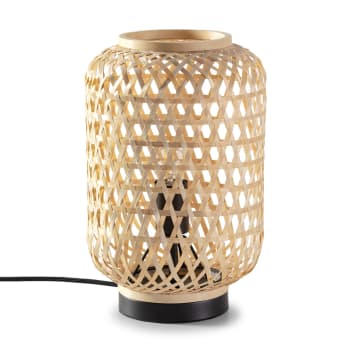Lampada Da Tavolo In Bambù Retrò Con Paralume In Tessuto - Luce Calda Per Comodino, Camera Da Letto E Soggiorno