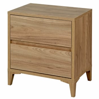 Comodino Tasso 2 Cassetti – Effetto Legno Beige Naturale, 40x40x52,5 Cm, Chiusura Soft Close – 5five Simply Smart