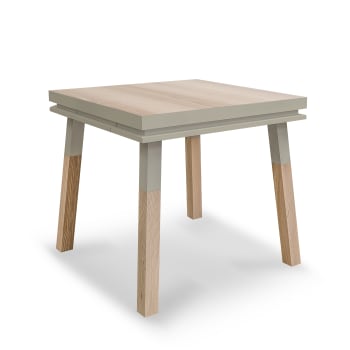 Egee - Table de cuisine carrée avec tiroir 100 cm, 100% frêne massif