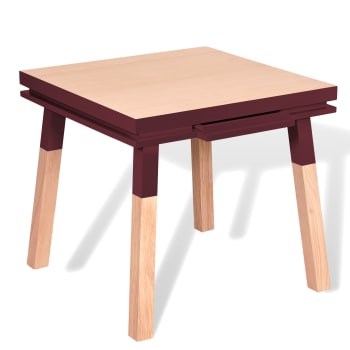 Egee - Table de cuisine carrée avec tiroir 100 cm, 100% frêne massif