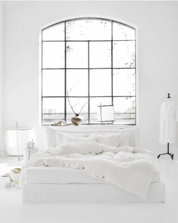 Bettwäsche-Set aus Leinen, Weiß, 193x203x46cm