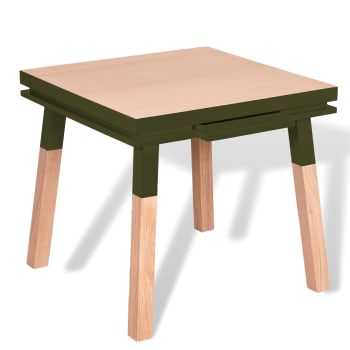 Egee - Table de cuisine carrée avec tiroir 80 cm, 100% frêne massif