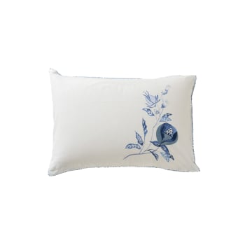 Madeleine - Taie d'oreiller rectangulaire lin-coton  bleu 50x70