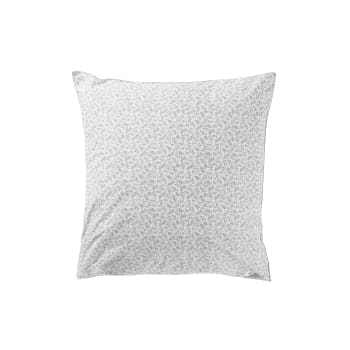 Eloges - Taie d'oreiller carrée percale de coton imprimé blanc 64 x 64 cm