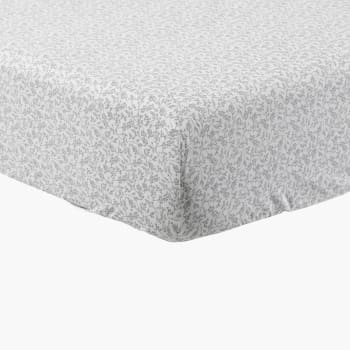 Eloges - Drap housse percale de coton imprimé gris 90 x 200 cm