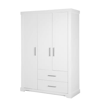 MAXI - Kleiderschrank mit 3 Türen und 2 Schubladen, Weiß