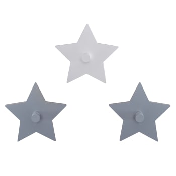 LITTLE STARS - Kleiderhaken in Sternform für Kinder, 3 Stück, Grau
