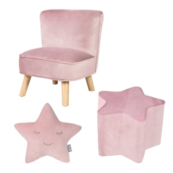 Pouf Per Bambini A Forma Di Cuore Roba Lil Sofa - In Velluto Con Contenitore, Rosa - Foto 4