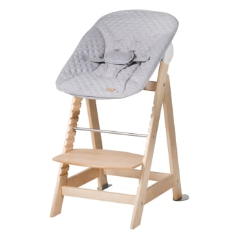 ROBA STYLE - Chaise haute avec transat inclinable gris en bois naturel