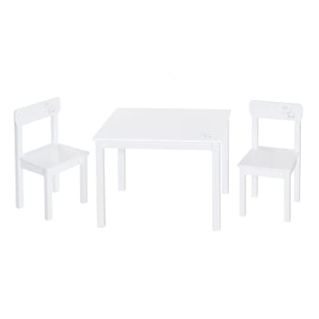LITTLE STARS - Table et 2 chaises pour enfant en bois blanc motif étoiles
