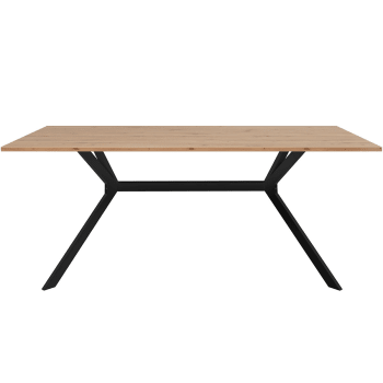 Velia - Table à manger effet chêne clair, piètement noir 180 cm