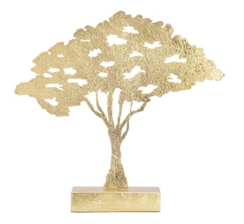 LEAF TREE PLAN - Scultura in metallo dorata cm 43,5x8x41,5