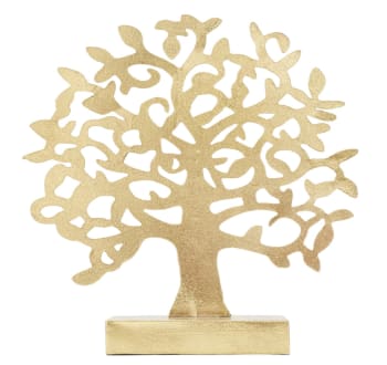 ALBERO GOLD - Scultura albero in metallo dorata con base cm 31x8,5x31,5