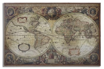 WORLD - Pannello decorativo in legno multicolore mappa antica cm 120,5x3,5x80