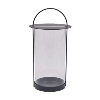 Maki - Lanterne noir en métal et en verre Ø25xH48cm