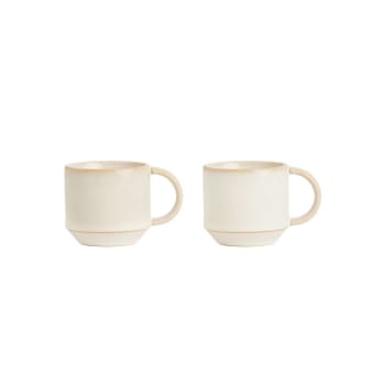 Yuka - Lot de 2 tasses à espresso blanc en terre cuite h5,5x8,2x6cm