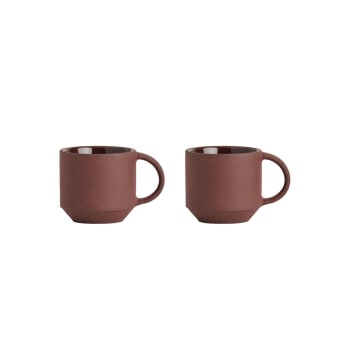 Yuka - Lot de 2 tasses à espresso marron en terre cuite h5,5x8,2x6cm