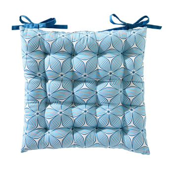 GIENS - Galette de chaise bleue 40x40 en coton