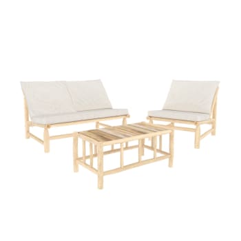 Ily - Conjunto de muebles de jardín de 3 plazas de madera maciza de teca