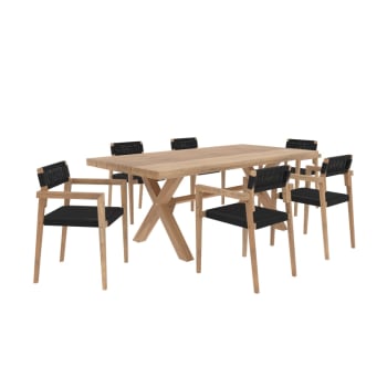 Suri - Ensemble table et 6 chaises de jardin en bois de teck