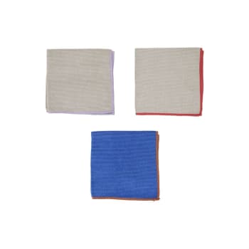 Mundus - 3er-Set Geschirrhandtücher Polyester blau H30x30cm
