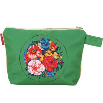 Tasche aus Outdoor-Gewebe Floraler Druck Grün 19x28cm