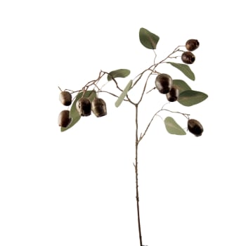 Feuillage eucalyptus artificiel avec graines marron H71