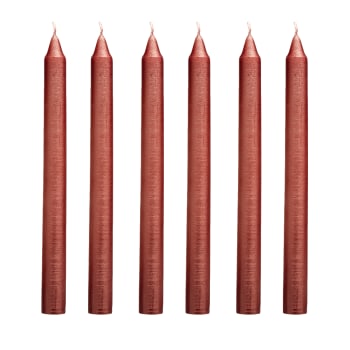 Stripes - Set de 6 bougies rouges métallique H25