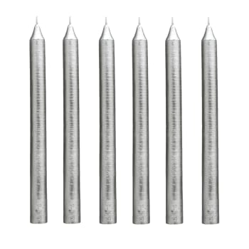 Stripes - Set de 6 bougies argentées H25