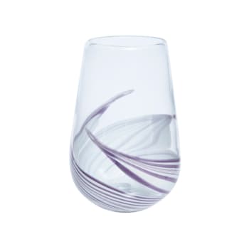 Almond - Vase décoratif en verre soufflé violet et transparent H28