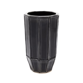 Windo - Vase décoratif en grès noir H20