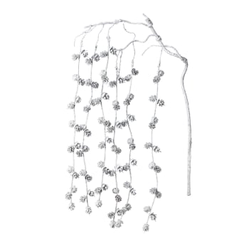 Noël - Branche de pin pailletée artificielle argentée H104