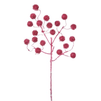 Noël - Branche de pompons pailletés artificielle rouge H94