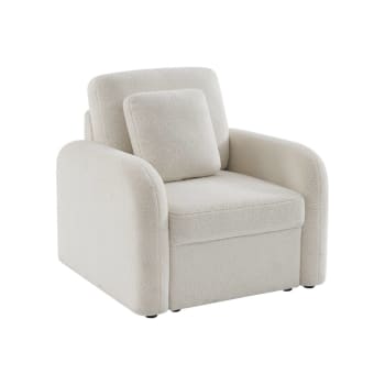 Milano - Sessel mit weißem Teddy Bouclé-Bezug, Kunstlammfell Weiß