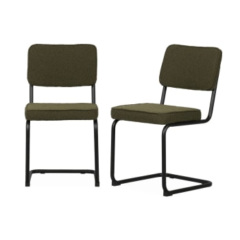 Maja - Lot de 2 chaises cantilever tissu bouclette