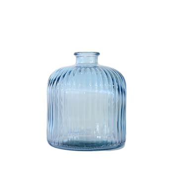 Kokille - Vase en verre recyclé strié  Ciel 18 cm