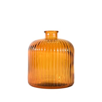 Kokille - Vase en verre recyclé strié  Corail 18 cm