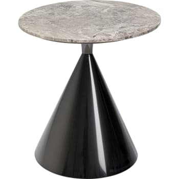 Rita - Table d'appoint en composite de marbre gris et acier noir